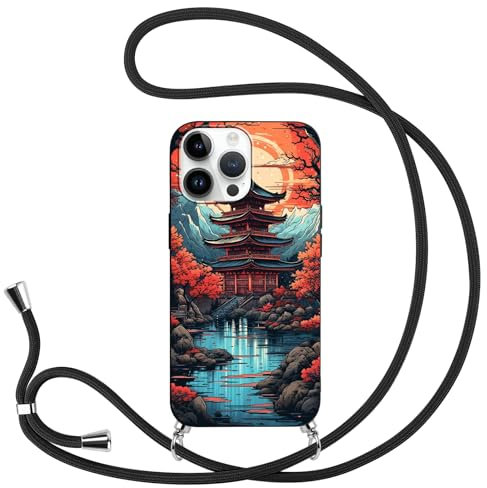 PBNDJVG Crossbody Lanyard Case for Apple iPhone 6/6s 4.7 Inch, Japanese Art Comics AI Aesthetics TPU Silicone Protective Phone Case with Strap Adjustable Neck Cord Necklace Soft Cover