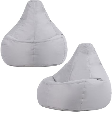 Bean Bag Bazaar Gaming Bean Bag with Filling Included, 2 Pack, Grey | Made in the UK, Adult Beanbag, Durable Water-Resistant Fabric, Comfy Chair for Indoor and Outdoor Use