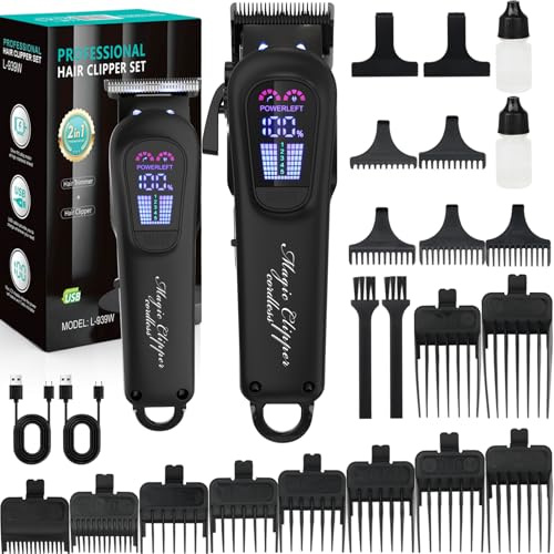 BRICH Haarschneidemaschine Profi für Herren - Wiederaufladbarer Barber Set mit USB-Ladegerät, Einstellbar für Bart & Kopfhaar, Komplett-Set für Professionellen DIY Haarschnitt zu Hause (Schwarz)