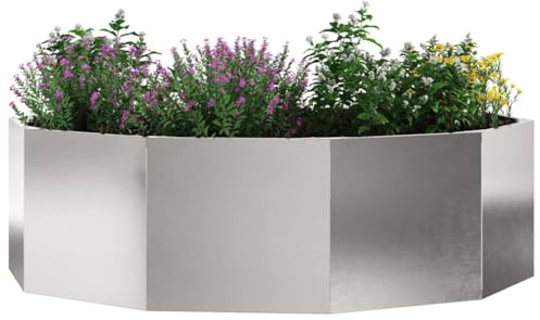 vidaXL Pflanzkübel Silber 120 x 120 x 35 cm Edelstahl, Garten- und Terrassenplanter, Moderne Stahlbehälter, langlebige Töpfe, runde Pflanzgefäße für die Terrasse