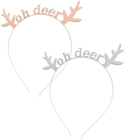 Gatuida Lot de 2 Serrage-Têtes Métalliques en Alliage Bois de Cerf Couleurs Argenté et Rose Doré Créoles pour Cheveux Bandeaux de Noël pour Garçon et Filles Décoration Festive Légère