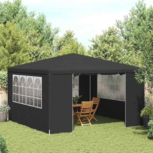 Faltzelt, Profi-Partyzelt mit Seitenwänden 4×4 m Anthrazit 90 g/m² Shelter für Party, Hochzeit, kommerzielle Aktivitäten