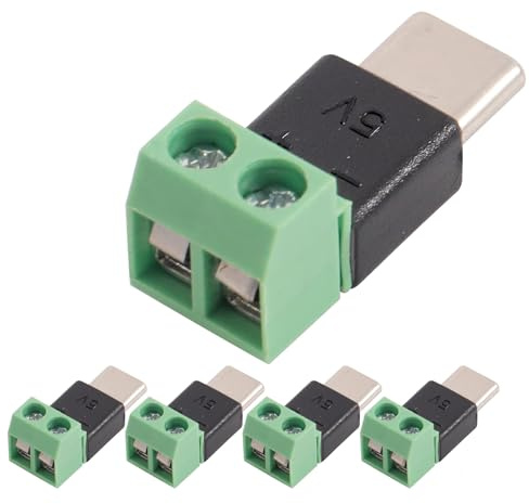 PENGLIN Lot de 5 adaptateurs USB type C mâle vers femelle 2 broches 5 V 3 A USB C sans soudure pour appareils mobiles