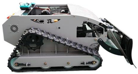 Robot per tosaerba intelligente completamente automatico, tosaerba con cingoli telecomandati, altezza di taglio regolabile, adatto per giardini e terrazze.