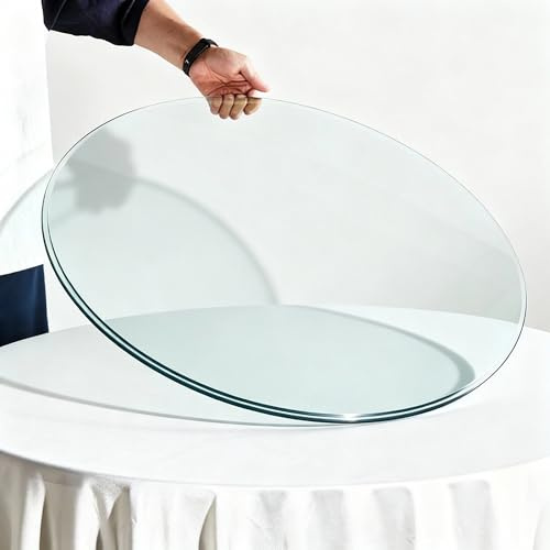 Hmluxury Tapa de cristal pretensado, mesa redonda, 61 cm de diámetro, 6 mm de grosor, vidrio templado para cocina, comedor, sala de estar, escritorio, soporta 90 kg