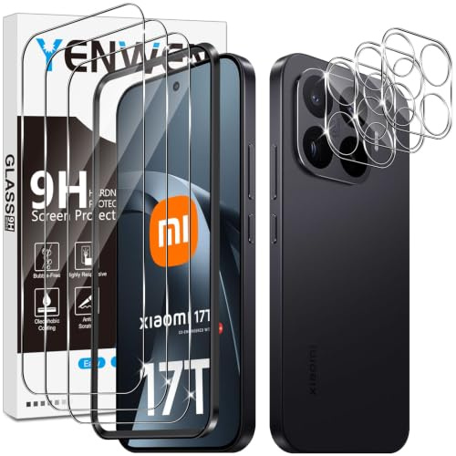 Yenwen Schutzfolie für Xiaomi 17T 5G für Panzerglas, 3 Stück Displayschutz mit 3 Stück Kameraschutz, 9H Härte Mi 17 T Schutzglas, Handy Folie HD Klar Panzer Schutz Glas Screen