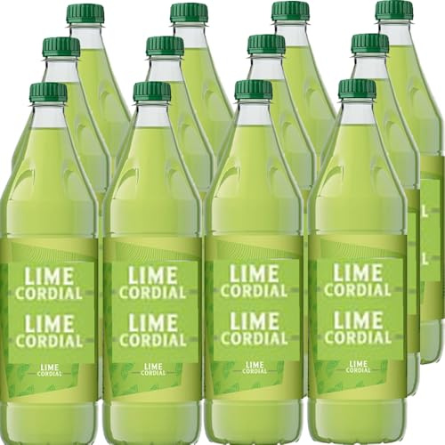 Variety Cordial Drink Bottle 1L – Lime, Blackcurrant & Orange Soft Drink Concentrate with Sugar & Sweeteners for Refreshing Drinks - brtv (12 x Bottle, Lime Cordial 1L)