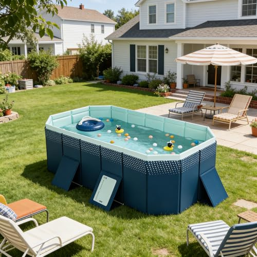 Großer zusammenklappbarer Erwachsenenpool, harter Kunststoffpool für den Garten, robuster nicht aufblasbarer Wasserspielplatz, perfekt für den Sommerspaß