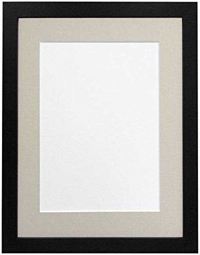 FRAMES BY POST 25mm Black Photo Picture Poster Frame with Light Grey Mount 60 x 80cm For Pic Size 50 x 70cm (Plastic Glass)