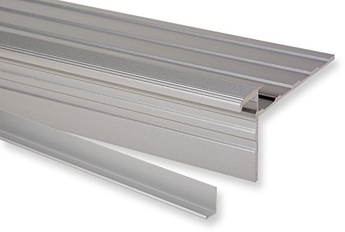 Trepsa Treppenkantenprofil Profil 1 mit Abschluss-Clip | Aluminium eloxiert (1000 mm, Silber)