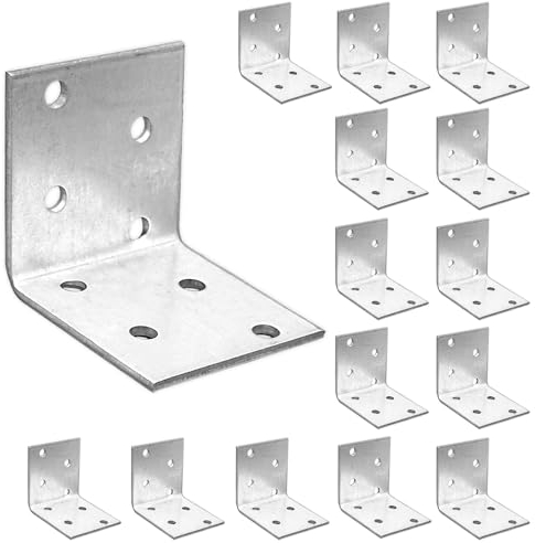 OMIdeas 15 x Angle Brackets (40 x 40 x 40 x 2) Corner Metal Braces Wood Timber Galvanised Steel Sheet Connecting Joining Fixing L Repair Connector