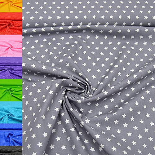 MAGAM-Stoffe Amelie Sterne Baumwollstoff Oeko-Tex Meterware 50cm (14. Grau)