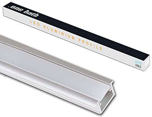 .one-bath LED Aluminium Profil I Aluprofil Leiste für LED Stripes I B: Unterputz satiniert 2m mit Endkappen I Aluminiumleiste für LED Streifen für Innen und Außen.