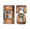 A.Monamour Badezimmer Badematte 3 Teilig Set Natur Berge Landschaft Landschaft Braun Holz Fenster Weich Bad Matte Teppich Flanell Saugfähig Badteppiche Badvorleger Badgarnitur WC Vorleger