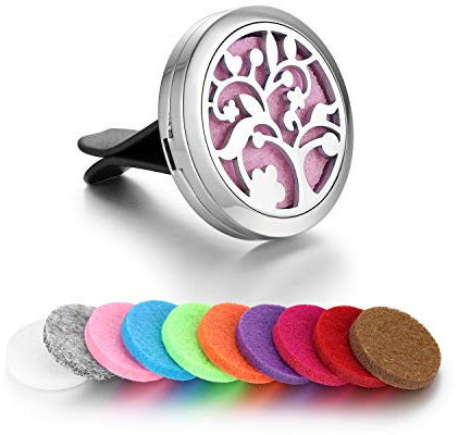 Flongo Auto Duftspender Lufterfrischer Pkw-Lufterfrischer Duftstecker Auto Aromatherapie Diffusor Diffuser mit 10 Farbigen Filz-Pads ätherisches Öl Diffusor