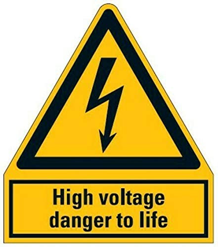 Aufkleber High voltage danger to life Warnung Warnschild ISO 7010 | 210x245mm signalgelb made by MBS-SIGNS in Germany