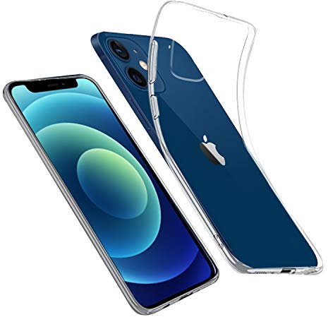 DN-Technology iPhone 12 Mini Case 5.4” Clear Gel Back Soft TPU Transparent Flexible Shock Absorption Drop Protection Shockproof Anti-Scratch Non-Slip Protective Silicone Case for iPhone 12 Mini 5.4
