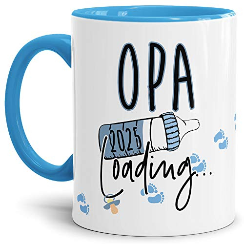 Tasse Babynews Du wirst Opa 2025 - Geschenkidee/Ladebalken/Endlich Schwanger/Schwangerschaft verkünden/Baby - Hellblau