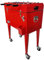 AXI Retro Getränkekühler in Rot mit Tischkicker / Kickertisch / Tischfußball | Kühlwagen / Kühler mit Rollen - 65 liter | Fahrbare Kühlbox für den Garten / Outdoor