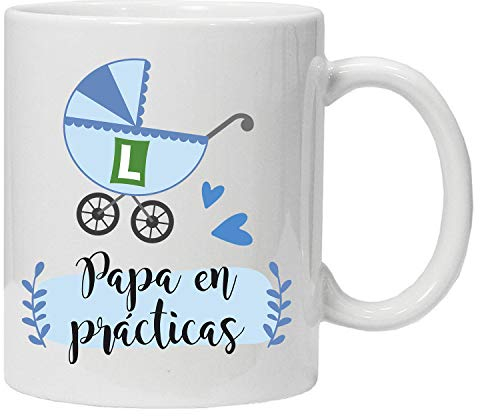 Imprimirlo Taza papá en prácticas - Regalo para el Día del Padre - Padrés Primerizos - Padres Novatos - Embarazo - Paranoia Records - Compatible con lavavajillas y micoondas