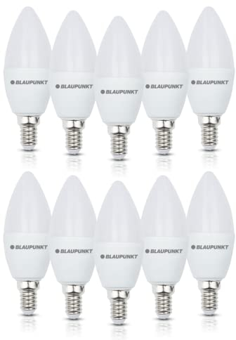 Blaupunkt LED E14 Birne – Kerze – LED-Leuchtmittel – Raumbeleuchtung – 7W – Ersatz für 50W Glühbirne – Warmweiß 2700K – 640 Lumen – Energie- und Kostensparendes Licht – Led Lampen – 10-er Pack