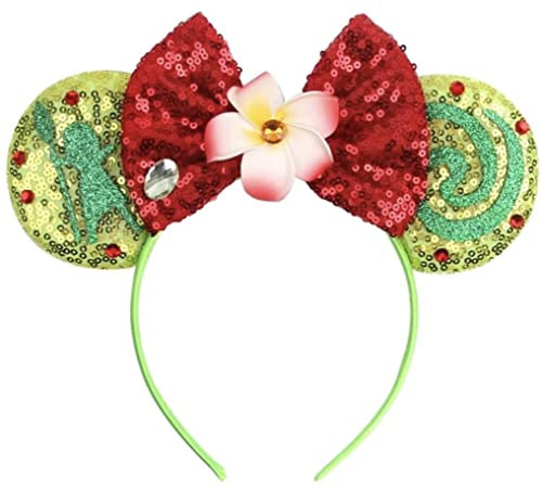 CLGIFT Moana Minnie Ears,Pick your color, Iridescent Minnie Ears, Silver gold blue minnie ears, Rainbow Sparkle Mouse Ears,Classic Red Sequin Minnie Ears (Moana)