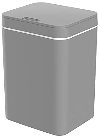 Automatic Touchless Motion Sensor Bin Trash Can Smart Trash can with Lid Household Living Room Kitchen Bedroom Bathroom Creative Classification Induction Rectangular Rubbish Bin 16L-grey