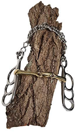 Esposita Postkandare mit DREI Ringen - doppelt gebrochen - Mundstück aus Messing Ringe aus Edelstahl 12,5cm