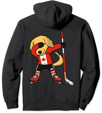 Dabbing Golden Retriever Canada Eishockey-Liebhaber Jersey Art Pullover Hoodie