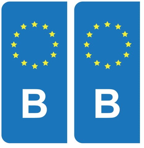 HADEXIA Self-Adhesive Number Plate Stickers Belgium European Union EU Blue