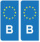 HADEXIA Aufkleber Nummernschild B Belgien, Europäische Union Europa, Blau