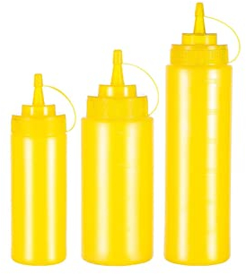 F-HOME Bouteille À Presser, Bidon D'huile Bouteilles De Condiments Plastique Échelle Fine Bouche Anti-poussière Ketchup Le Miel Vinaigrette Crémeuse (Couleur : Jaune, Taille : #1)