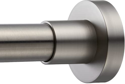 EBOATOP Shower Curtain Rod Tension- Never Rust No Drill Non-Slip Spring Tension Shower Rod, 43-73 inches 304 Stainless Steel, Brushed Nickel