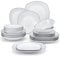 MALACASA Vajillas Completas Modernas Porcelana, 24 Piezas para 6 Personas con 6 Platos Llanos, 6 Platos de Postre, 6 Cuencos y 6 Platos Hondos, Blanco con Borde Negro, Serie ELISA