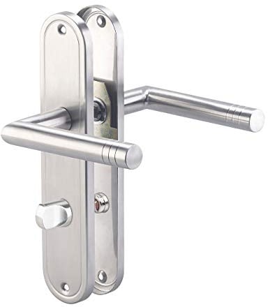 AGT Langschild Türbeschlag: Edelstahl-Türbeschlag-Set für Bad & WC, 2 Klinken, Versandrückläufer (WC Langschild, Drehverschlüsse, Schloss)
