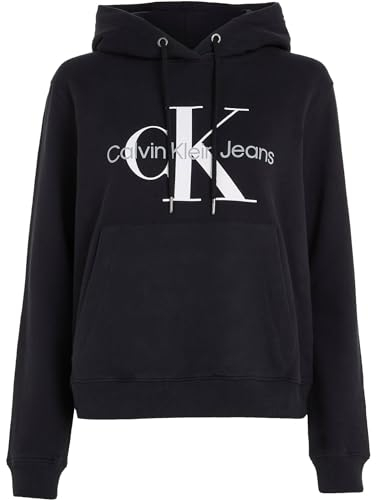 Calvin Klein Damen Hoodie Core Monologo mit Kapuze, Schwarz (Ck Black) ,S
