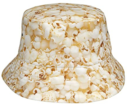 XVBCDFG Hut mit Lebensmittelmuster für Damen und Herren, lustige Fischerhüte, Sommer, Fischermütze, Reise, Strandhut, verstaubarer Sonnenhut für Erwachsene und Jugendliche, Popcorn-Texture 7, One size