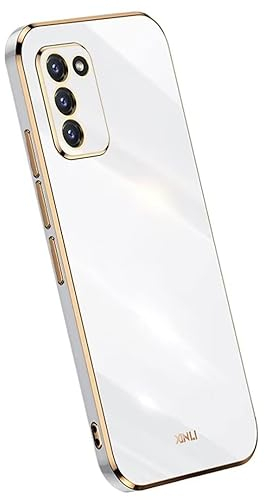Topme Silikonhülle für Samsung Galaxy S10 Lite/Galaxy A91 (6.7 Inches), [handyhülle im Goldrand-Stil] - Weiß