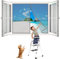 Fliegengitter Fenster Insektenschutz Magnet Fiberglas Vorhang Fliegenvorhang Flammschutz Moskitonetz, 180x130 cm Ohne Bohren Klettband Fassung für BalkonFenster- Grau H
