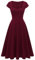 Berylove Cocktailkleid Damen Große Größen Kleid Elegant Damen Abendkleider Midi A Linien Kleid Damen Festlich 8009 Burgundy 2XL