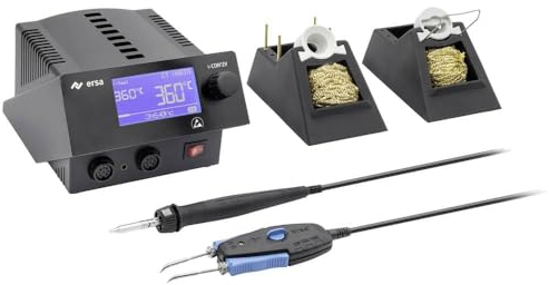 ERSA i-CON 2V MK2 Digitale 2-Kanal Industrie-Lötstation 150-450°C mit 150W Lötkolben i-TOOL MK2 Tip'N'Turn - Chip TOOL VARIO - Spitzenwechsel - SD-Slot – antistatisch - 0IC2205VC