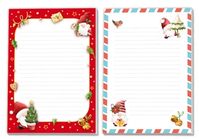 2 Blöcke Schreibblock Kindermotiv Weihnachtsmotiv für Mädchen Jungen Weihnachten Notizblock Schreibblock Briefblock Tomte Gnome (2 verschiedene Blöcke/Variante 2 mit je 25 Blätter in A5-Format)