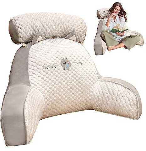 Aizuoni Rückenlehnen Zum Sitzen Im Bett,Lesekissen Fürs Bett - Rückenkissen Lesekissen Fü Bett,Rückenkissen Mit Abnehmbarer Nackenstütze Und Armlehnen Zum Sitzen Im Bett, Lesen, Fernsehen, Spielen