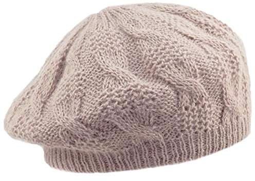 Melegari Cappelleria Berretto di Maglia, Basco di Maglia, Lana Angora, Made in Italy, Donna/Ragazza, Autunno/Inverno (Rosa Cipria)