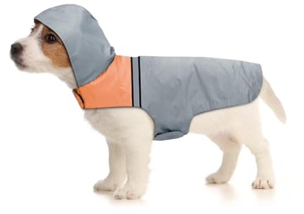 Wasserdichter Regenjacken Leicht Winddicht, Hunderegenmantel mit Sicheren Reflexstreifen, Wasserdichter Regenmantel mit Kapuze für kleine mittelgroße und große Hunde (S)