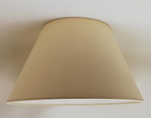 40 cm Cono Pantalla, Tela de Algodón, respaldo de PVC Blanco, Producto Hecho a Mano, para Lámpara de Mesa, Lámpara de Pie (Crema)