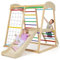 RELAX4LIFE Set di Arrampicata Multifunzione, Parco Giochi in legno Massello con Scivolo, Centro Attività da Interno ed Esterno, per Bambini 1 a 5 Anni (205x112x120 cm, Colorato)