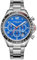 Anthony James Tachymeter Chrono-Armbanduhren für Herren – Rückseite aus Stahl, Analog, Armband aus Edelstahl, handmontiert, Wasser- und Kratzfeste Herrenuhr – (Stahlblau)
