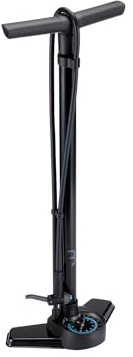 BBB Cycling AirSmart Fahrradpumpe mit Druckanzeige | Starke und präzise Standpumpe | Kompatibel mit Presta, Schrader und Dunlop | 120 cm Hochdruckschlauch aus Gummi | Schwarz | BFP-42