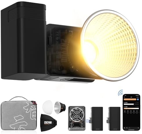 Luce Video, ZHIYUN MOLUS X60 Pro [Ufficiale] 60W Bicolore Led Fotografia, Luce Fotocamera 2700K-6500K con 2*2500mAh Batteria Rimovibile, Mini Softbox, Illuminazione Portatile per LED con Controllo APP